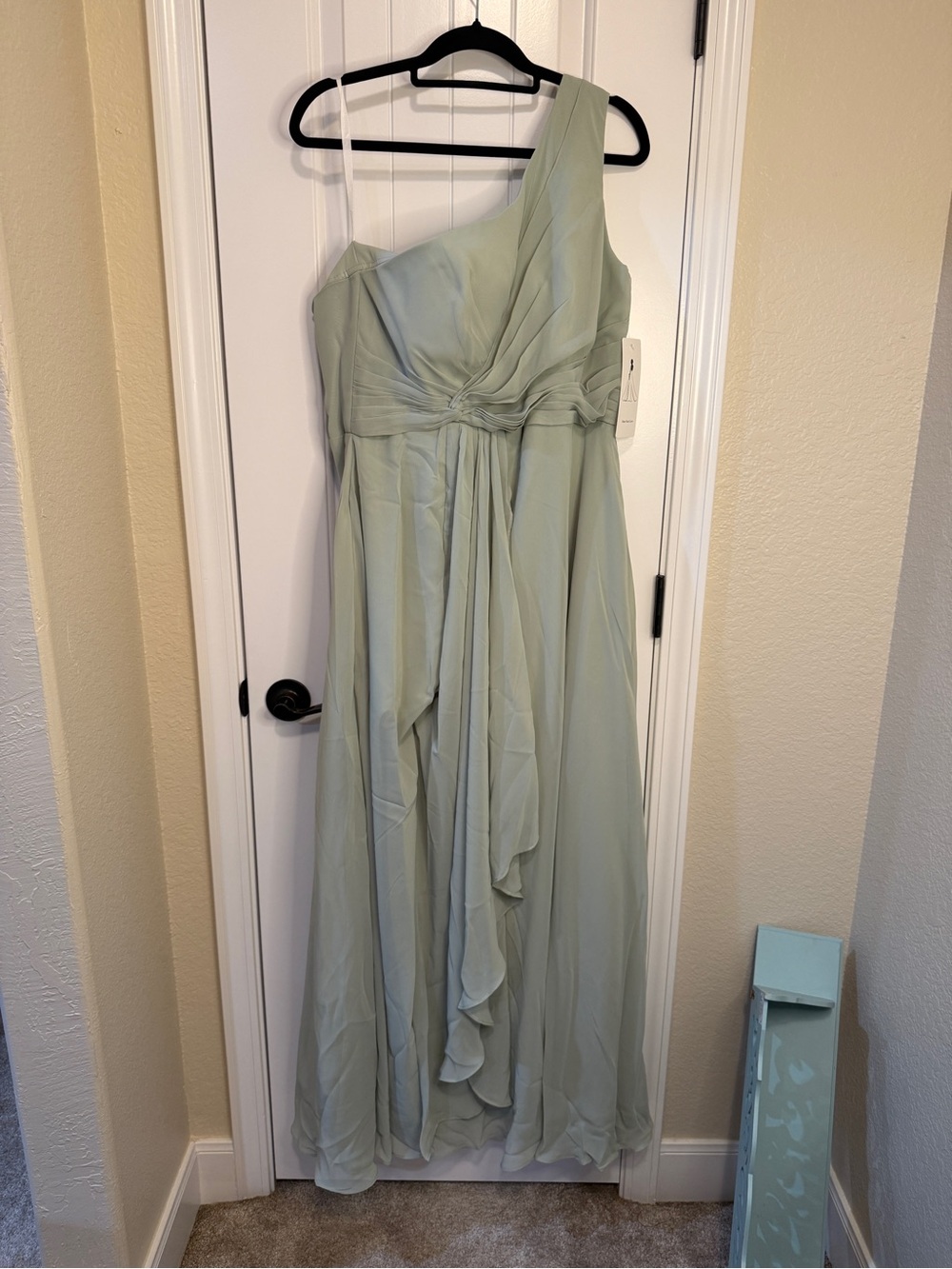 Azazie One-Shoulder Sage Green Chiffon Gown